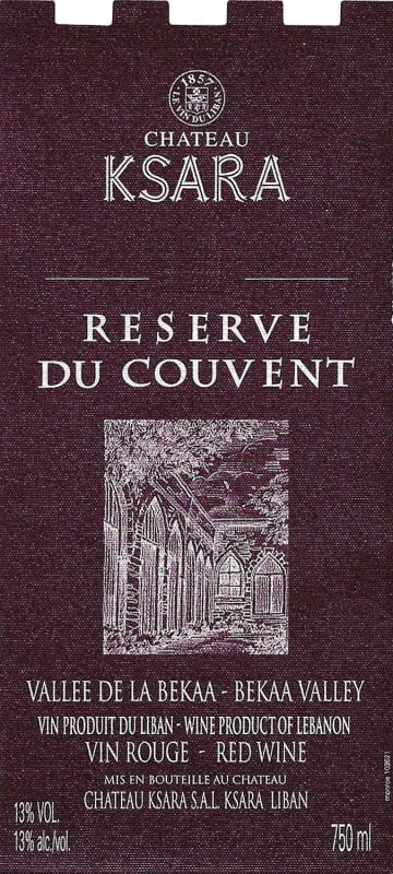 Chateau Ksara Reserve du Couvent 2012 Front Label