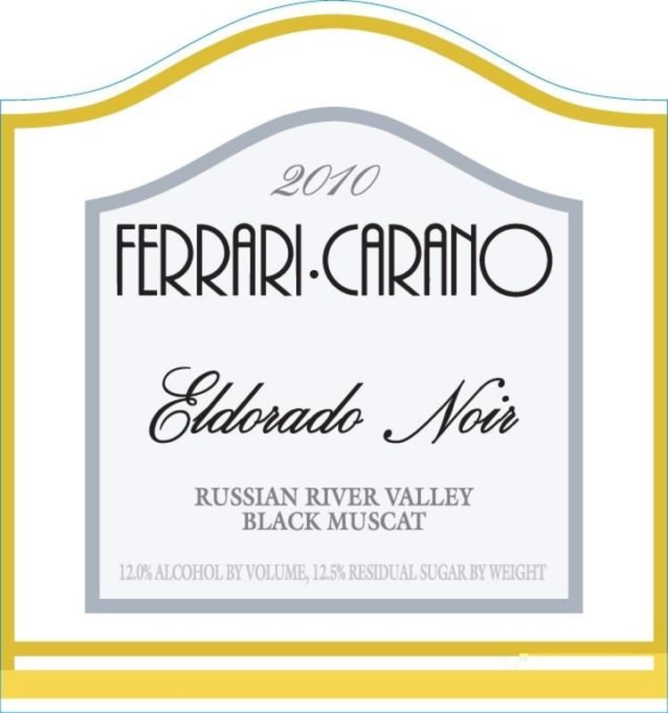 Ferrari-Carano Eldorado Noir Black Muscat 2010 Front Label