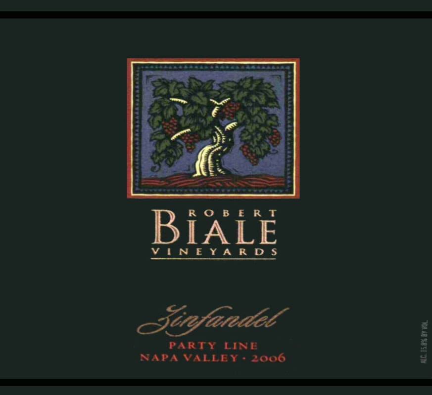 Robert Biale Vineyards Party Line Zinfandel 2006 Front Label