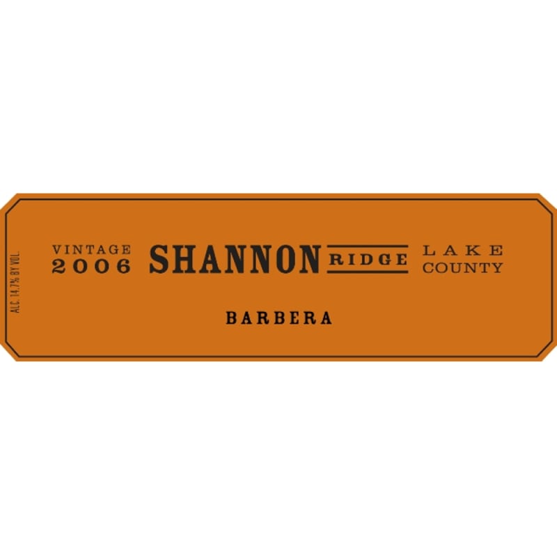 Shannon Ridge Barbera 2006 Front Label