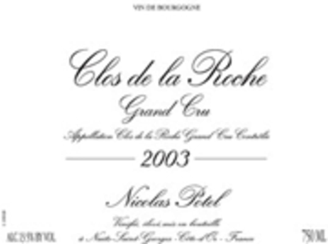 Nicolas Potel Clos de la Roche 2003 Front Label