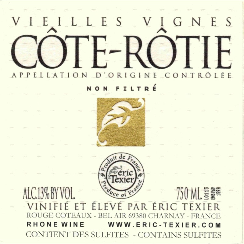 Eric Texier Cote Rotie Vieilles Vignes 2005 Front Label