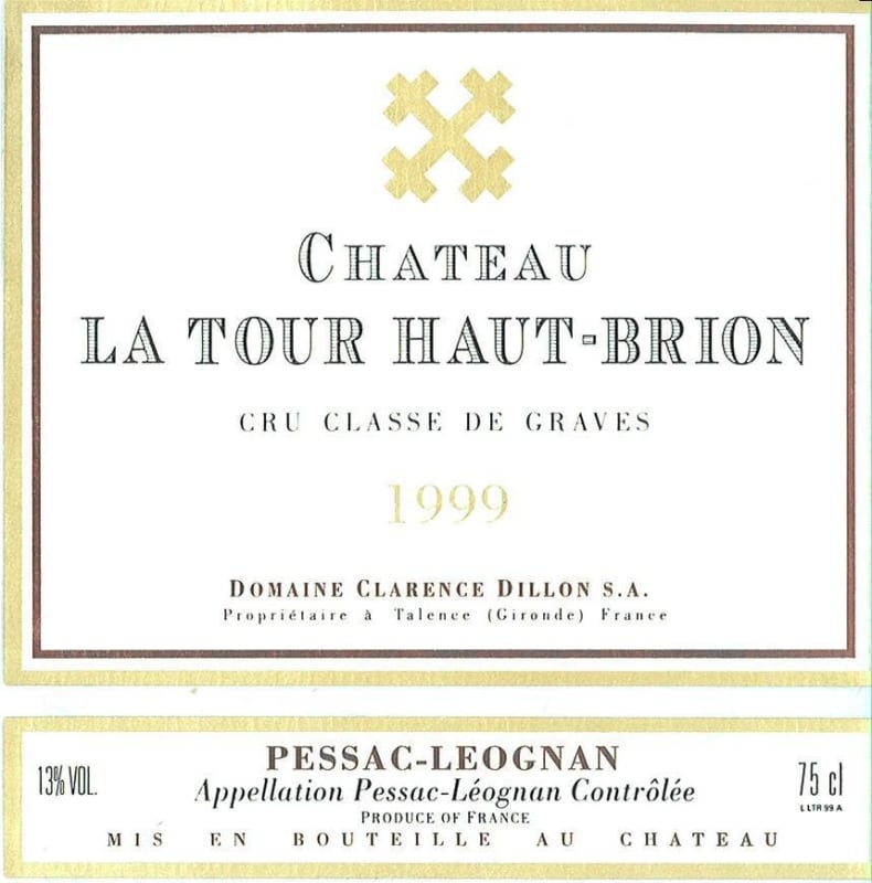 Chateau La Mission Haut-Brion Chateau La Tour Haut-Brion 1999 Front Label
