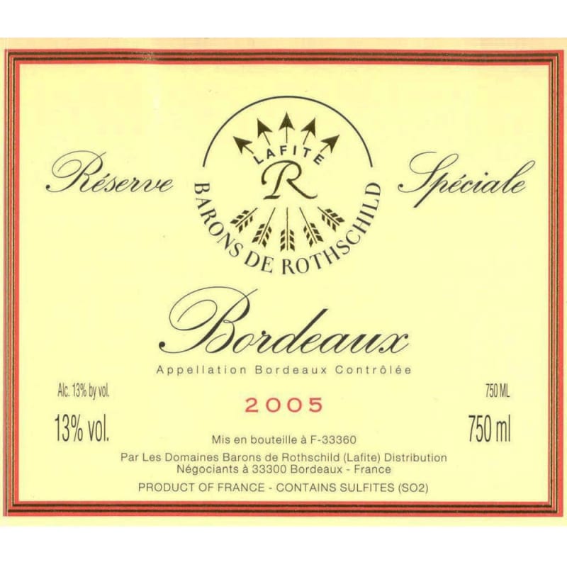 Domaines Barons de Rothschild Reserve Speciale Bordeaux Rouge 2005 Front Label