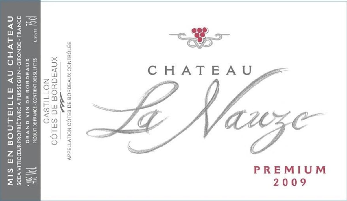 Chateau de la Nauze Premium 2010 Front Label