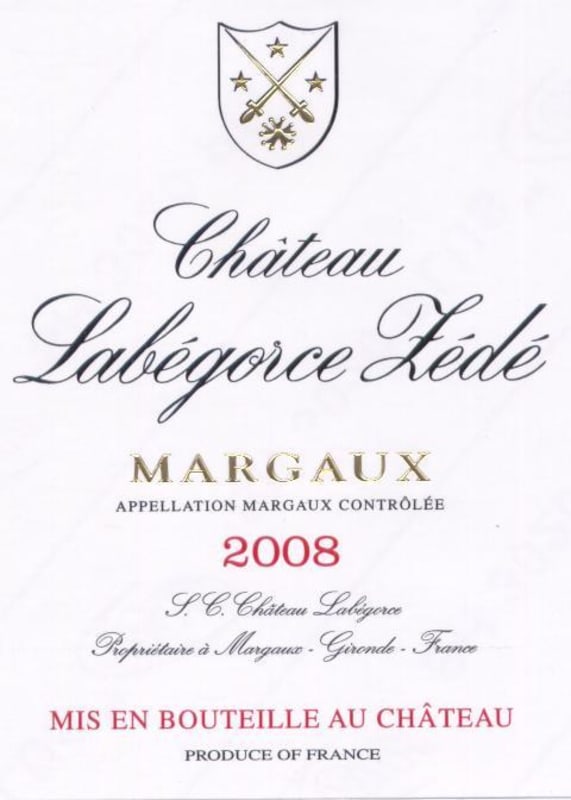 Chateau Labegorce Zede 2008 Front Label