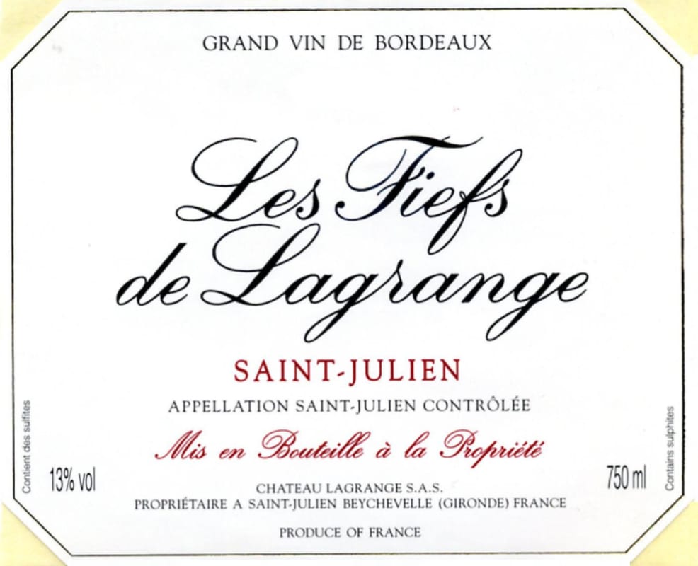 Chateau Lagrange Les Fiefs de Lagrange 2012 Front Label