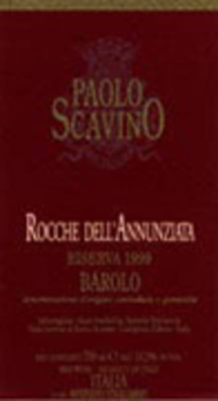Paolo Scavino Barolo Rocche dell'Annunziata Riserva (3.0L) 2001 Front Label
