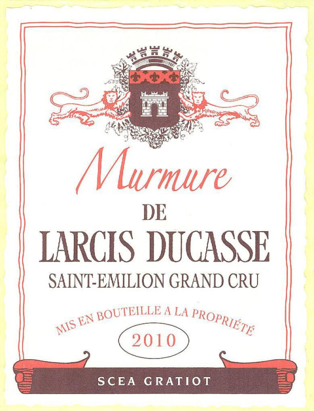 Chateau Larcis Ducasse Murmure de Larcis Ducasse 2010 Front Label