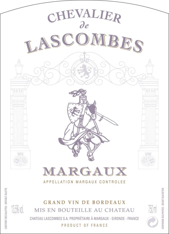 Chateau Lascombes Chevalier de Lascombes 2015 Front Label