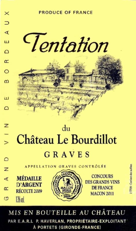 Chateau le Bourdillot Tentation du Chateau Le Bourdillot Rouge 2012 Front Label