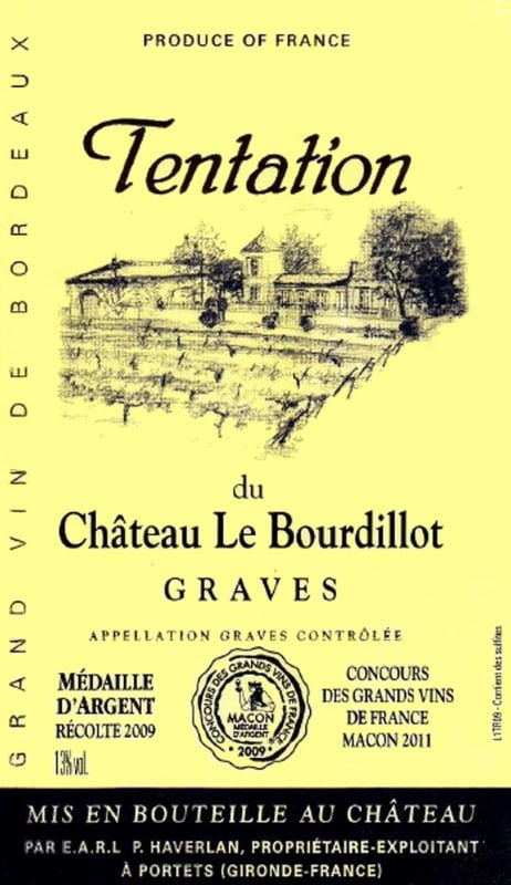 Chateau le Bourdillot Tentation du Chateau Le Bourdillot Rouge 2010 Front Label