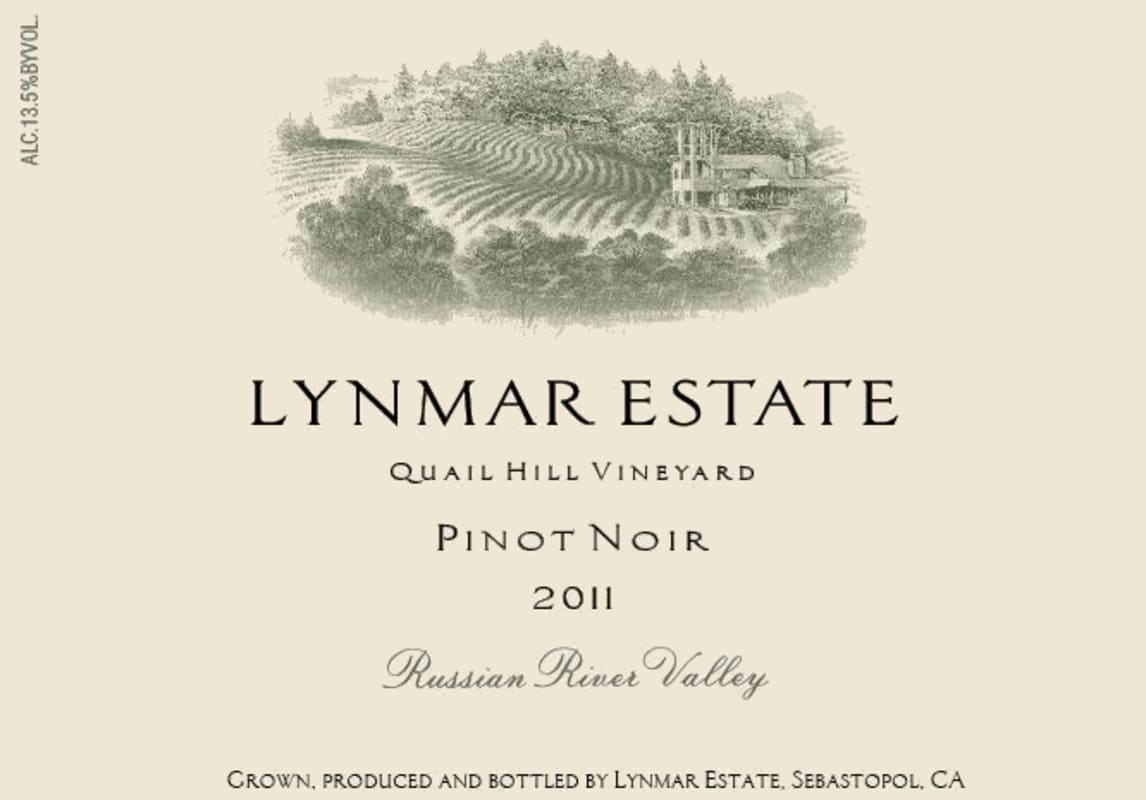 Lynmar Winery Quail Hill Vineyard Pinot Noir 2011 Front Label