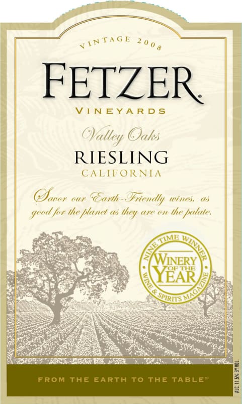 Fetzer Valley Oaks Riesling 2008 Front Label