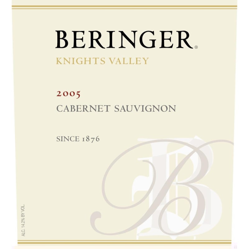 Beringer Knights Valley Cabernet Sauvignon 2005 Front Label