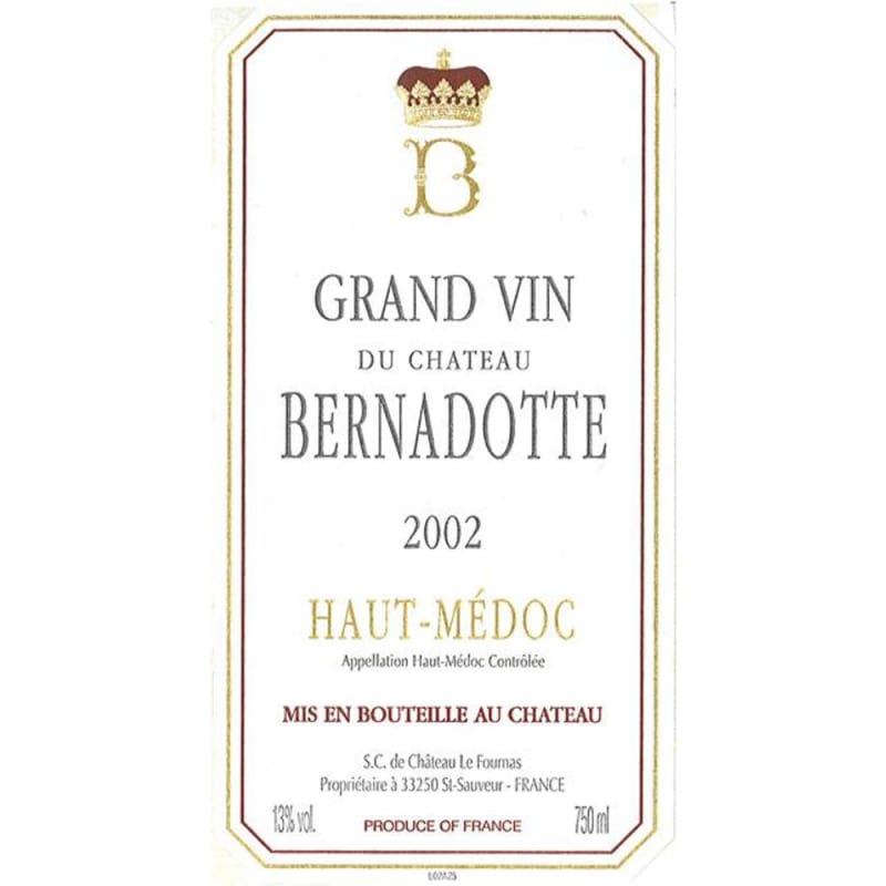 Chateau Bernadotte 2002 Front Label