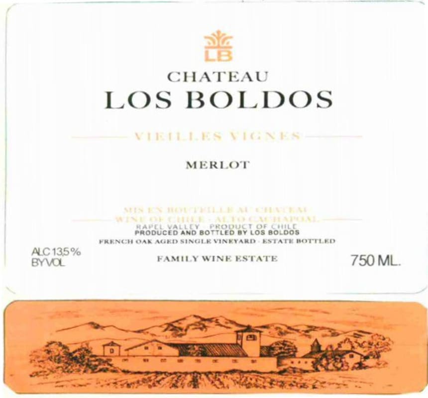 Chateau Los Boldos Vieilles Vignes Merlot 2013 Front Label