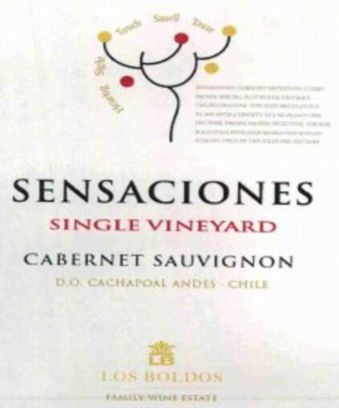Chateau Los Boldos Sensaciones Single Vineyard Cabernet Sauvignon 2012 Front Label