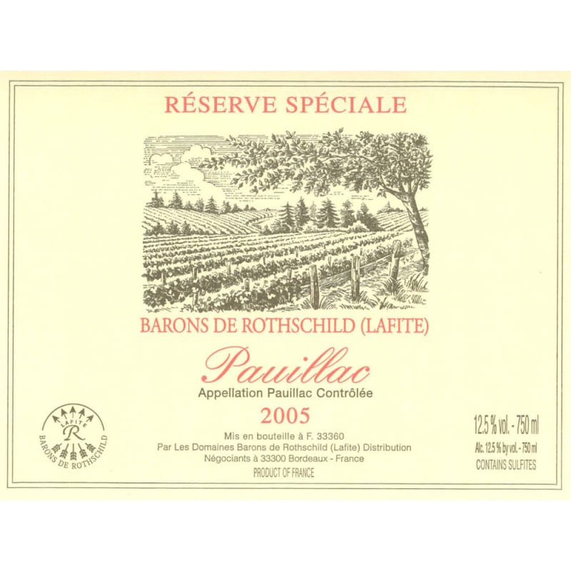 Domaines Barons de Rothschild Reserve Speciale Pauillac 2005 Front Label