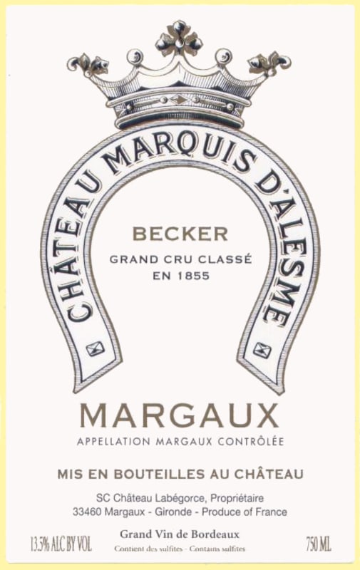 Chateau Marquis d'Alesme Becker 2013 Front Label