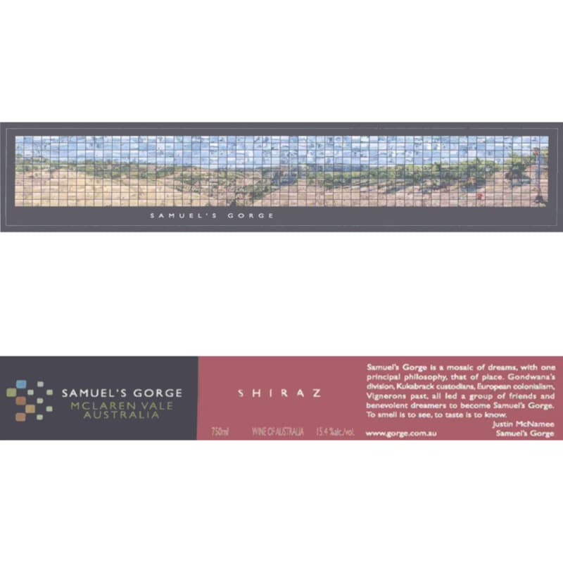 Samuel's Gorge Shiraz 2005 Front Label