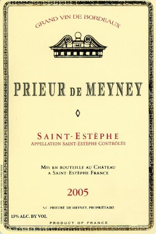 Chateau Meyney Prieur de Meyney 2005 Front Label