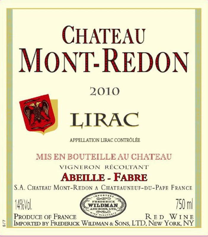 Chateau Mont-Redon Lirac 2010 Front Label