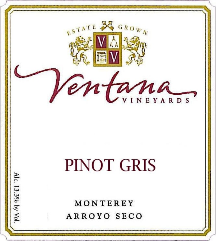 Ventana Estate Pinot Gris 2009 Front Label