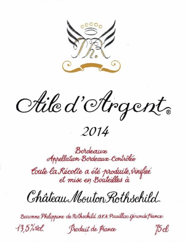 Chateau Mouton Rothschild Aile d'Argent Blanc 2014 Front Label