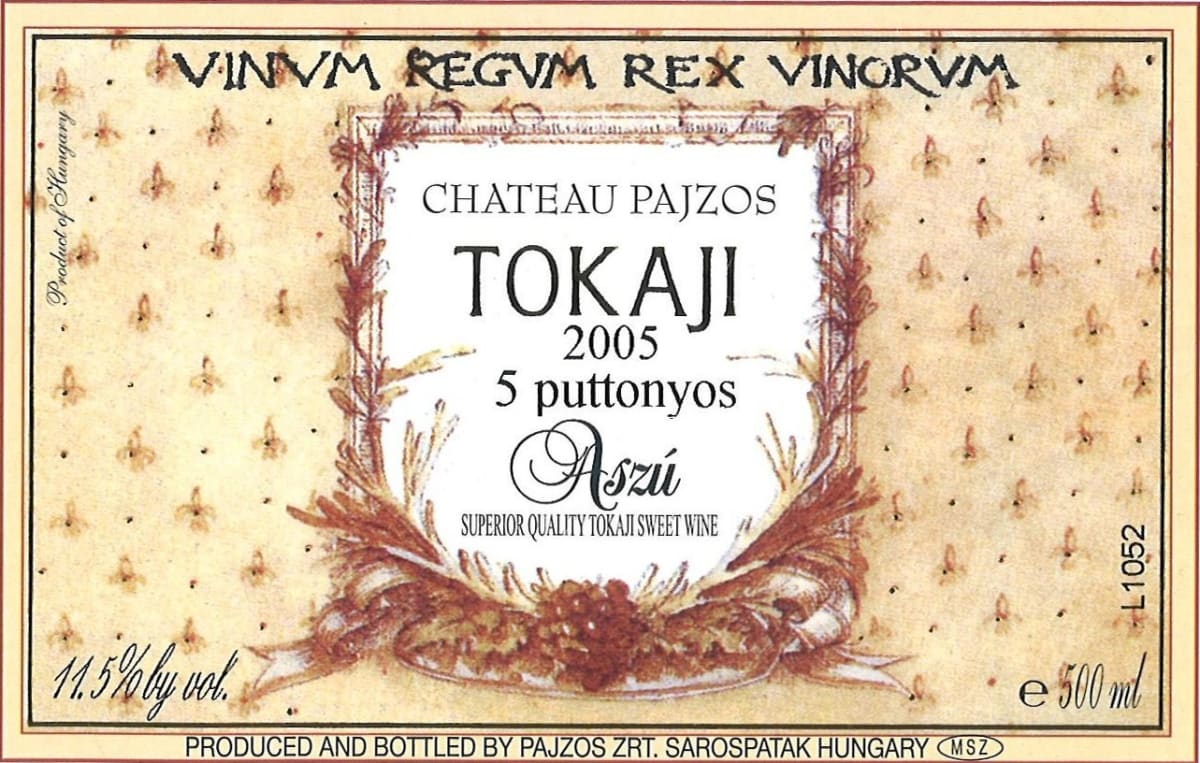 Chateau Pajzos Tokaji Aszu 5 Puttonyos 2005 Front Label