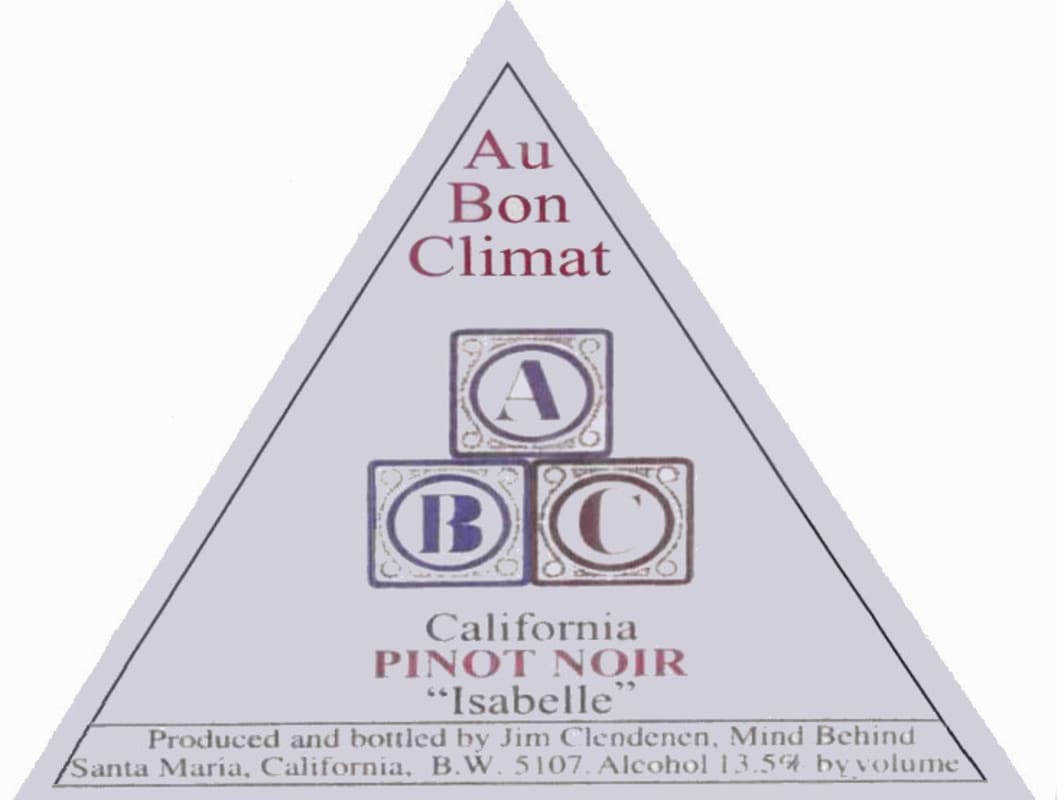 Au Bon Climat Isabelle Pinot Noir 1995 Front Label