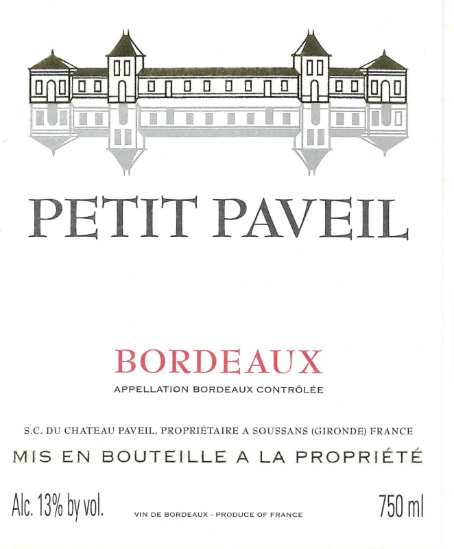 Chateau Paveil de Luze Petit Paveil 2014 Front Label