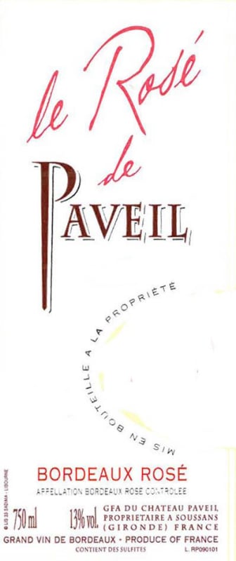 Chateau Paveil de Luze Le Rose de Paveil 2012 Front Label