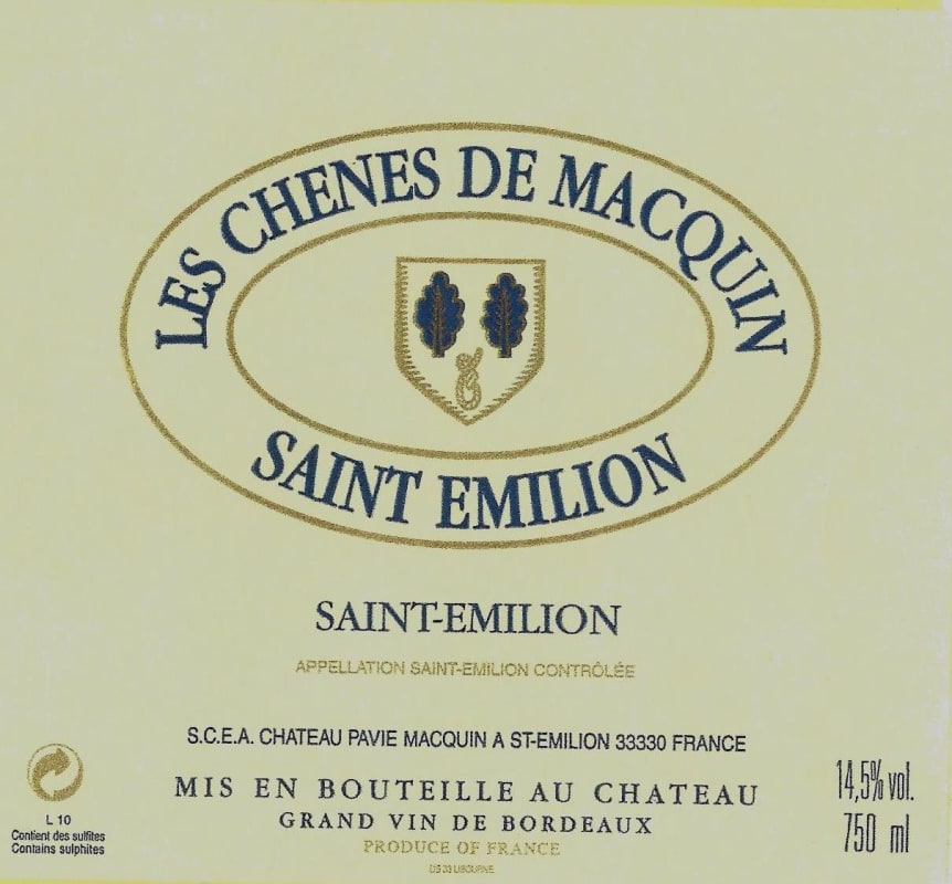 Chateau Pavie Macquin Les Chenes de Macquin 2011 Front Label