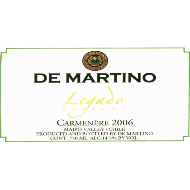 De Martino Legado Carmenere 2006 Front Label