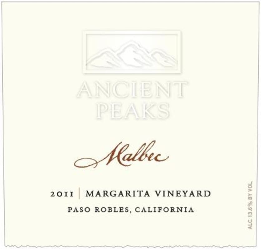 Ancient Peaks Margarita Vineyard Malbec 2011 Front Label