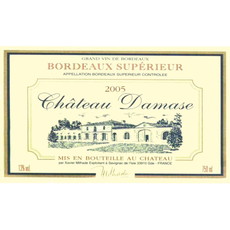 Chateau Damase Bordeaux Superieur 2005 Front Label