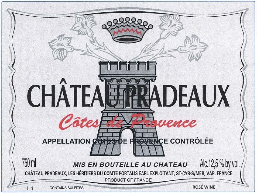 Chateau Pradeaux Cotes de Provence Rose 2015 Front Label