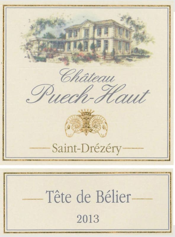 Chateau Puech-Haut Tete de Belier Rose 2013 Front Label