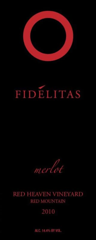 Fidelitas Red Heaven Vineyard Merlot 2010 Front Label