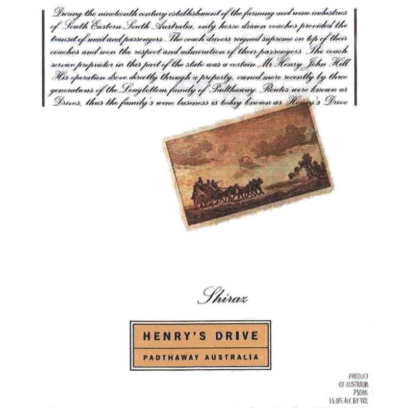 Henry's Drive Shiraz 2006 Front Label
