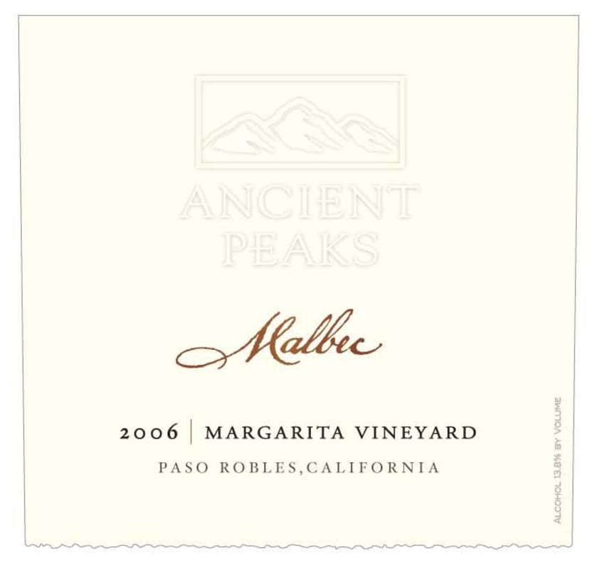 Ancient Peaks Margarita Vineyard Malbec 2006 Front Label