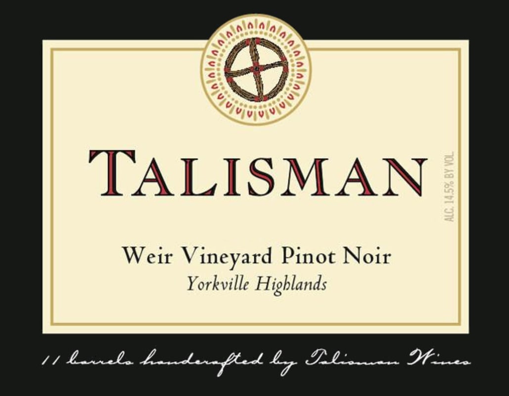 Talisman Wines Weir Pinot Noir 2013 Front Label