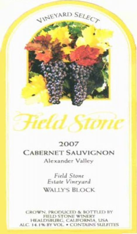 Field Stone Vineyard Select Wally's Block Cabernet Sauvignon 2007 Front Label
