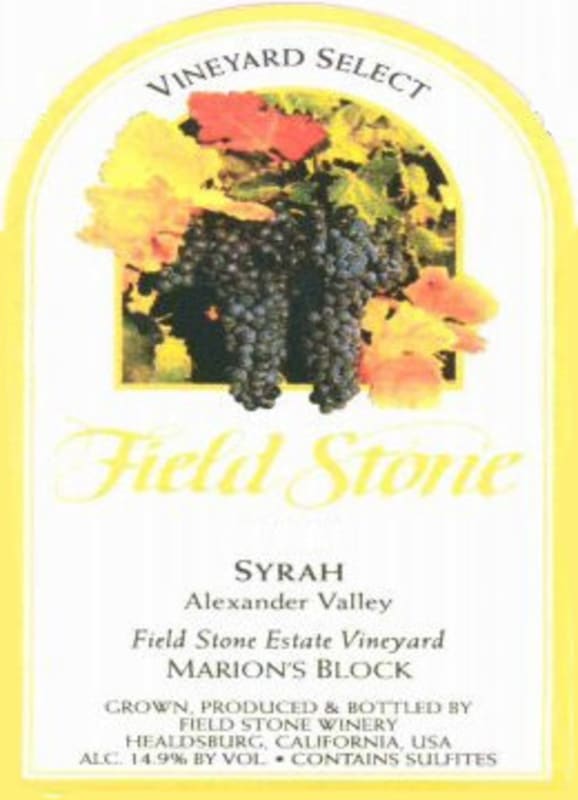 Field Stone Vineyard Select Marion's Block Syrah 2011 Front Label