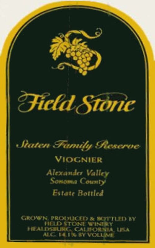 Field Stone Staten Family Reserve Viognier 2014 Front Label