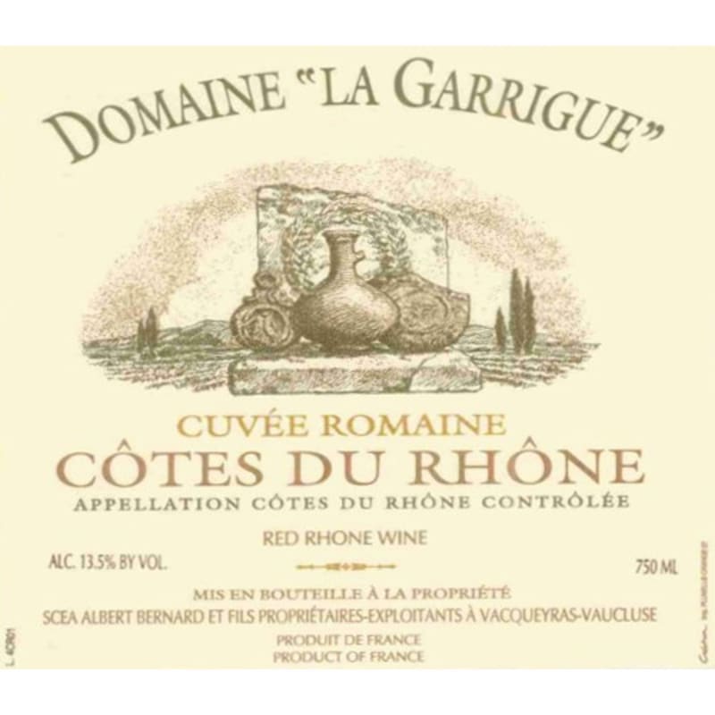 Domaine La Garrigue Cotes du Rhone Cuvee Romaine 2006 Front Label