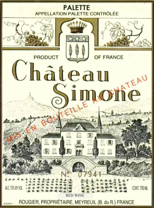 Chateau Simone Palette Rouge 2009 Front Label
