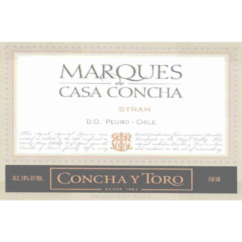 Concha y Toro Marques de Casa Concha Syrah 2006 Front Label