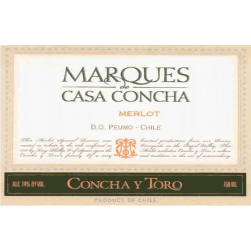 Concha y Toro Marques de Casa Concha Merlot 2006 Front Label